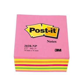 Post-it 2028NP kubus, 76 x 76mm neon pink