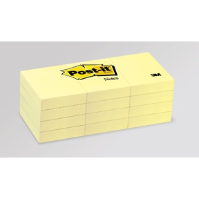 Post-it 653/3 pads, 51 x 38mm, yellow 12 blokke