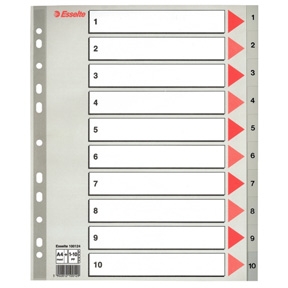 Esselte indices PP A4 Maxi 1-10 Grey 10 stk