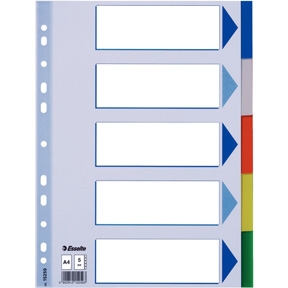 Faneblade - Esselte PP A4 5 tabs Multicolour 20 stk