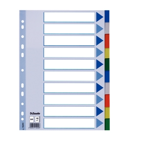 Faneblade - PP A4 10 tabs Multicolour 10 stk