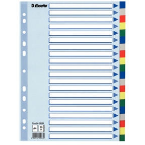 Faneblade - Esselte A4 20 tabs Multicolour 10 stk