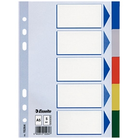 Faneblade - PP A5 5 tabs Multicolour 20 stk