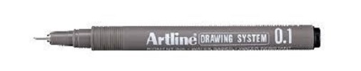 Tegnepen Artline Drawingpen 0,1 mm sort - 12 stk