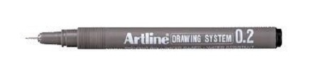 Tegnepen Artline Drawingpen 0,2 mm sort - 12 stk