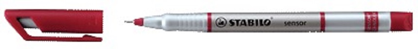 Fiberpen Stabilo Sensor 189 fineline rÃ¸d 0,3 mm - 10 stk