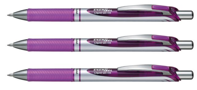 Gelpen Pentel energel violet, BL77 m/trykknap - 12 stk