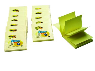 Post-it Z-fold, gul - 76mmx76mm nr. R-330 - 12 stk.