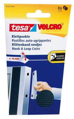 Velcrorondeller selvklÃ¦b. tesa, Ã16mm  8sÃ¦t hvid