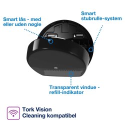 Tork toiletpapirdispenser, T2 Jumbo, sort - 1 stk.
