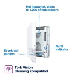  Tork peakserve h�ndkl�deark dispenser, H5 hvid - 1 stk.