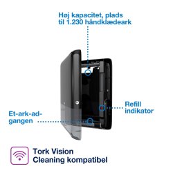 Tork peakserve h�ndkl�deark dispenser, H5 sort - 1 stk.