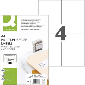 Q-connect multietiketter A4 148,5x105mm hvid - 1 pakke