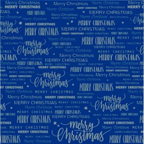 Merry Christmas bl� gavepapir, 40cmx160m - 1 rulle