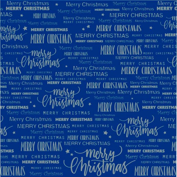 Merry Christmas bl� gavepapir, 40cmx160m - 1 rulle