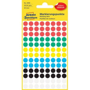Avery - Farvekodingsdots  8 mm, assorterede farver
