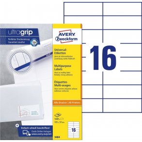 Avery - Universaletiketter 105 x 37 mm, hvid