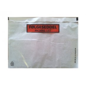 F�lgeseddelslomme 220 x 160 mm, 1000 stk.