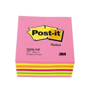 Post-it 2028NP kubus, 76 x 76mm neon pink