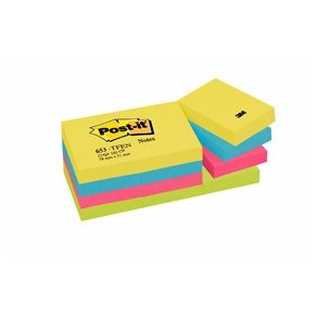 Post-it 653TFEN ENERGETIC, 51 x 38mm coloured 12 blokke