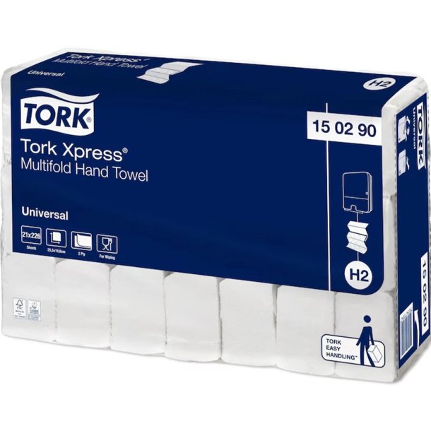 Tork multifold Xpress h�ndkl�deark, 2 lag, H2