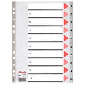 Faneblade PP A4 1-10 Grey 10 stk