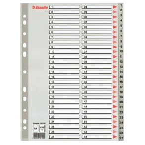 Faneblade - Esselte PP A4 1-54 Grey 10 stk