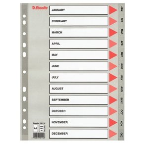 Faneblade - PP A4 Jan-Dec (GB) Grey 10 stk