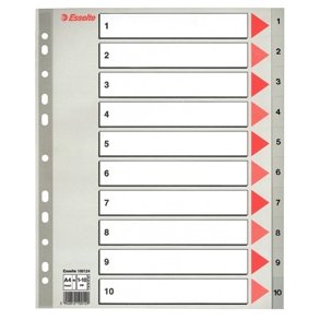 Esselte indices PP A4 Maxi 1-10 Grey 10 stk
