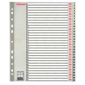 Faneblade - PP A4 Maxi 1-31 Grey 10 stk