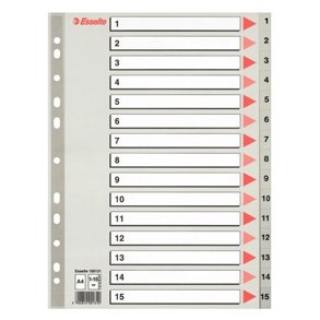 Esselte indices PP A4 1-15 Grey 10 stk