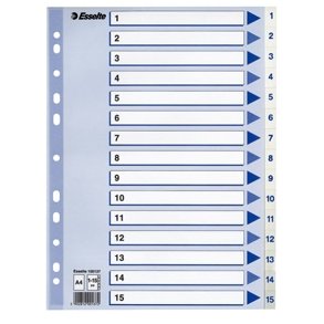 Faneblade - PP A4 1-15 White 10 stk