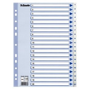 Faneblade - PP A4 1-20 White 10 stk