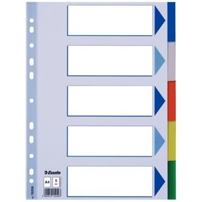 Faneblade - Esselte PP A4 5 tabs Multicolour 20 stk