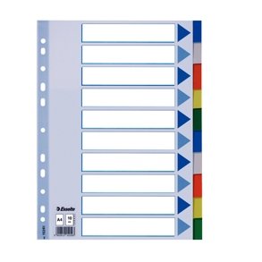 Faneblade - PP A4 10 tabs Multicolour 10 stk