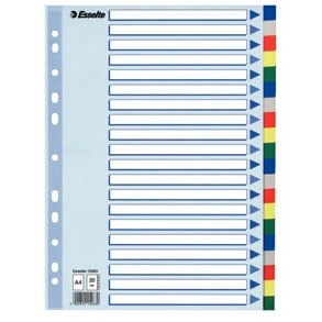 Faneblade - Esselte A4 20 tabs Multicolour 10 stk