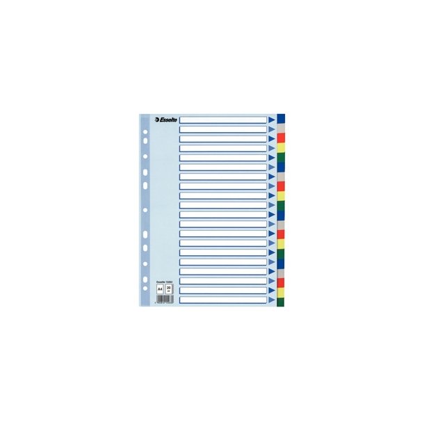 Faneblade - Esselte A4 20 tabs Multicolour 10 stk