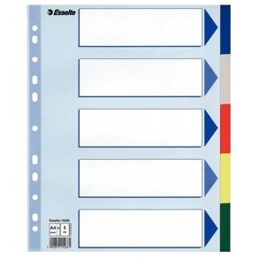 Faneblade - PP A4 Maxi 5 tabs Multicolour 20 stk