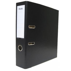 Brevordner A4 sort, 75mm m/metalskinne - 10 stk