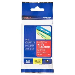 Brother Tape TZE 12mm - Hvid tekst p rd tape