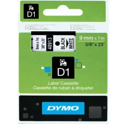 Dymo D1 tape sort/hvid, 9mm - 1 stk.