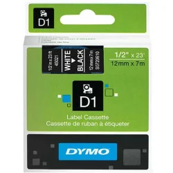 Dymo tape hvid/sort 12mm 45021 - 1 stk