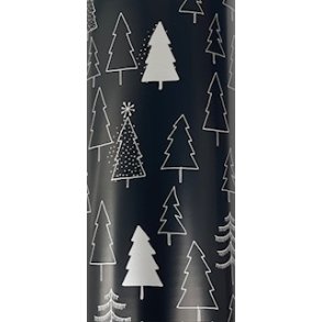 Gavepapir med julemotiv - Sort m/slv  - 57cm x 150m