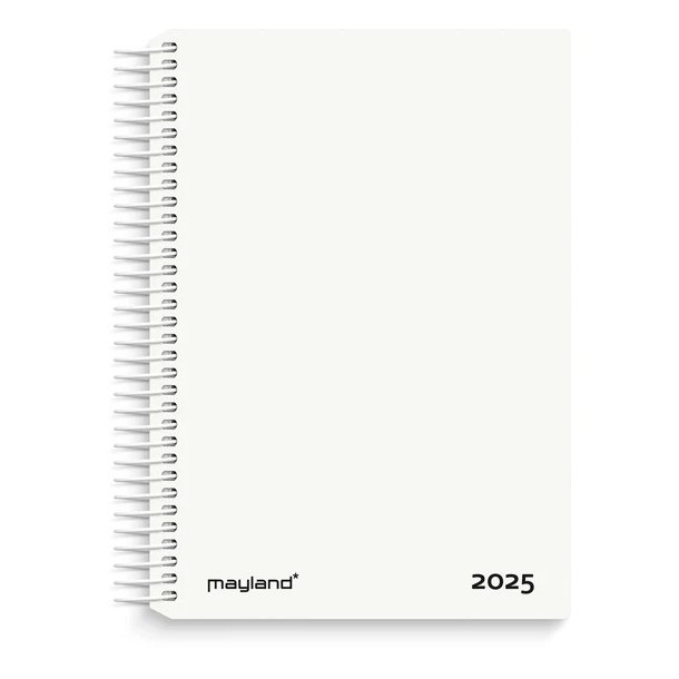 Mayland 2025 kalender, 1-Dags Spiral - hvid