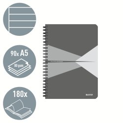 Notesbog A5 lin. 80g/90ark gr� - 1 stk.