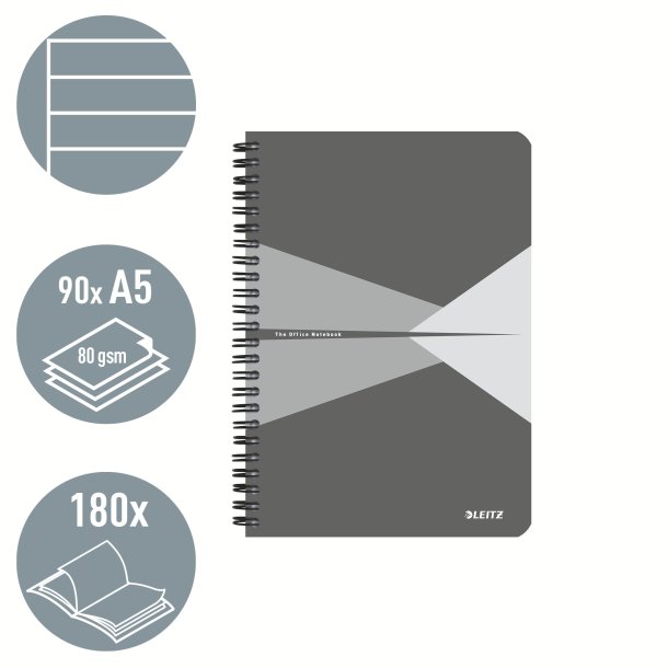 Notesbog A5 lin. 80g/90ark gr� - 1 stk.