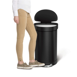 Halvrund pedalspand sort 45L