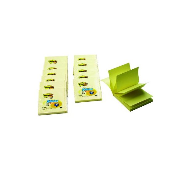 Post-it Z-fold, gul - 76mmx76mm nr. R-330 - 12 stk.