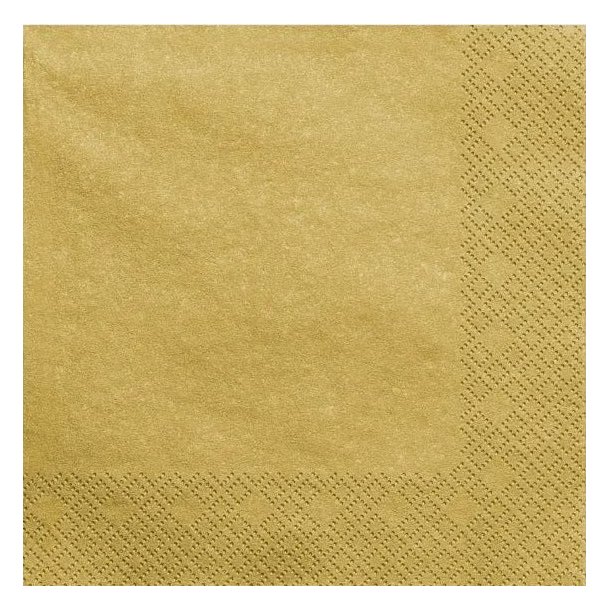 Guld Servietter 33 x 33 cm. 20 stk.