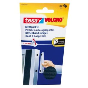 Velcrorondeller selvkl�b. tesa, �16mm � 8s�t hvid